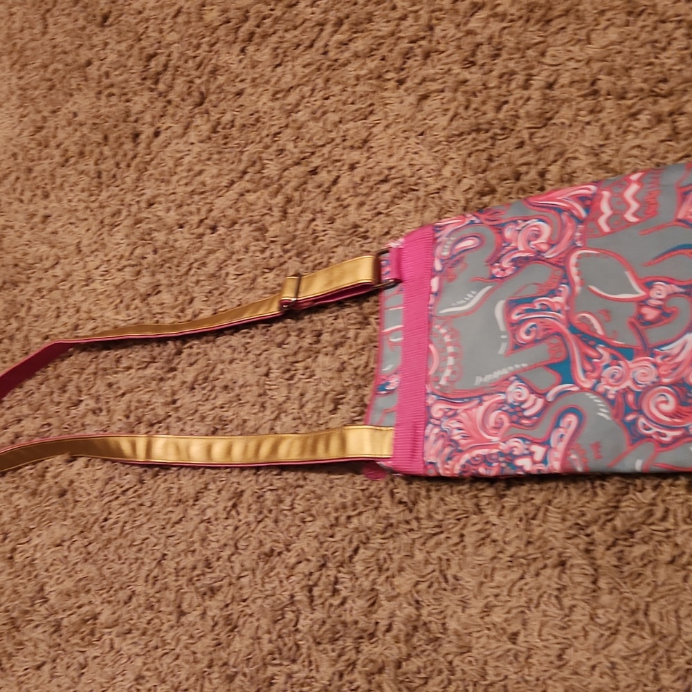 Simply Southern Pink and Gray Elephant Print Crossbody Bag with Gold Accents - Picture 9 of 9